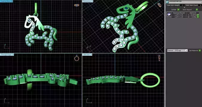 Horse Shape Pendant With Diamonds