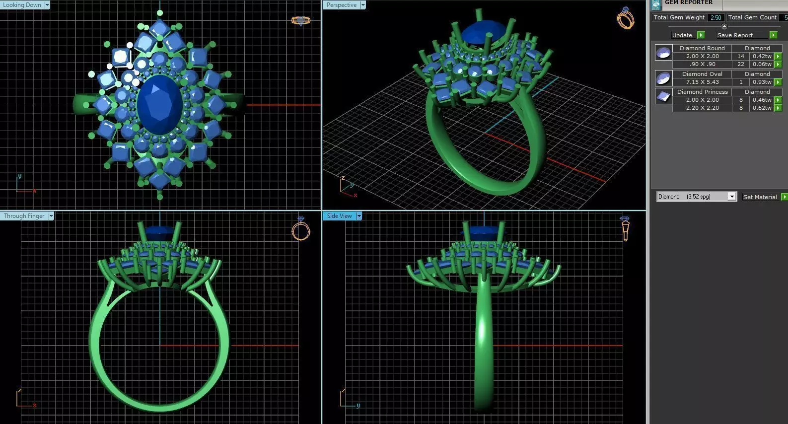 Oval Shaped Ring With Diamonds 5 3D print model_0