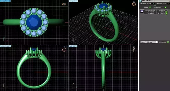 Round Flower Shaped Ring With Diamonds