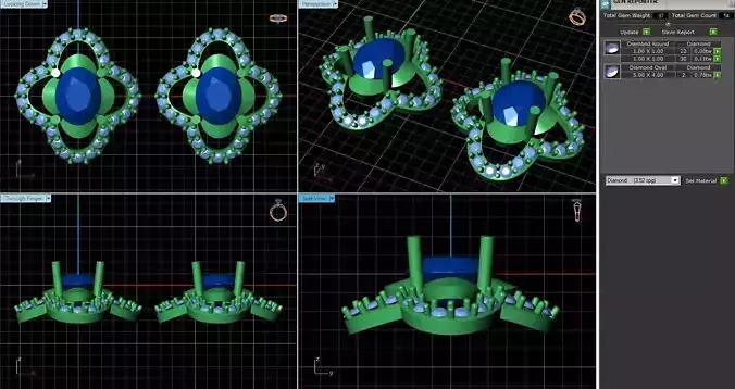 Flower Shaped Ear Studs With Diamonds 1
