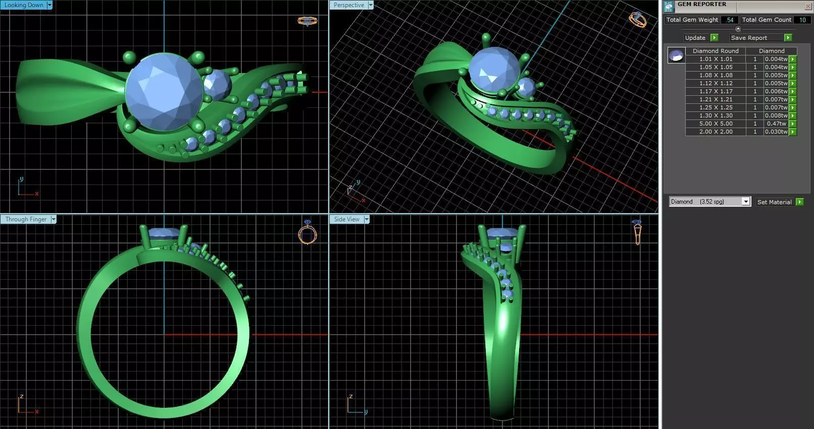 Spiral Ring With Diamonds 3 3D print model_0