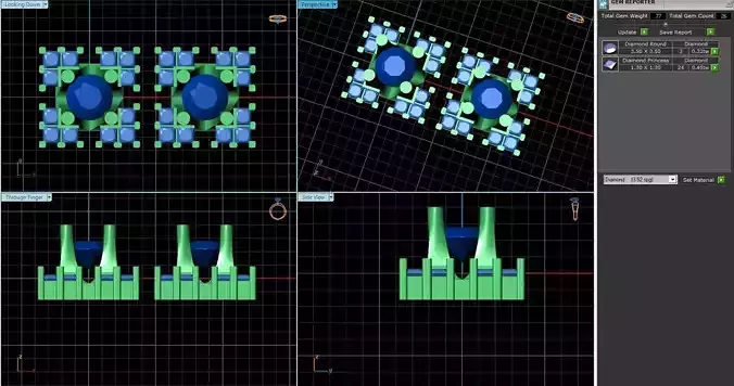 Square Shaped Ear Studs With Diamonds