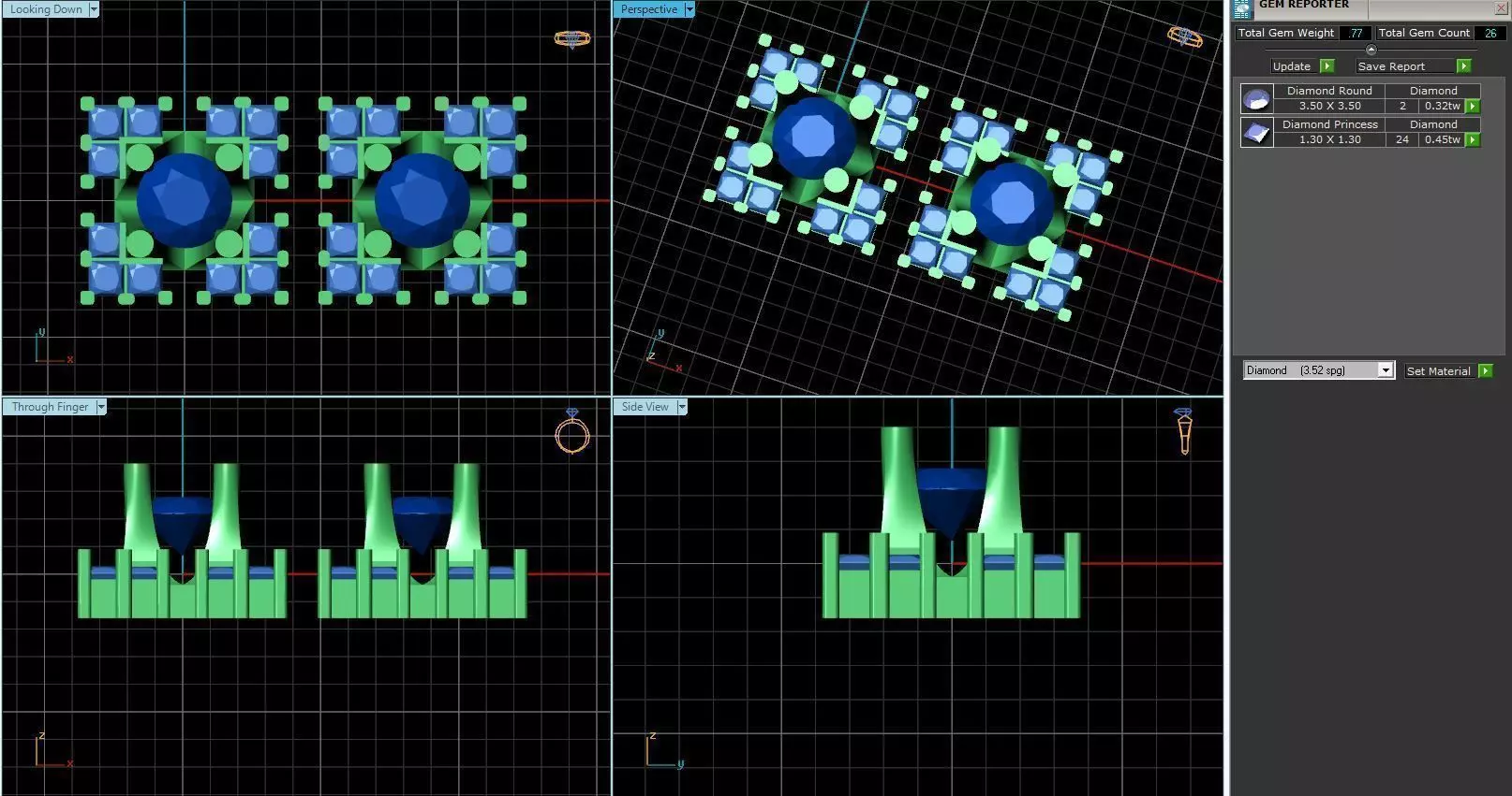 Square Shaped Ear Studs With Diamonds 3D print model_0