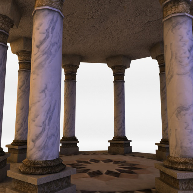 Gazebo stone with columns 3D model_8