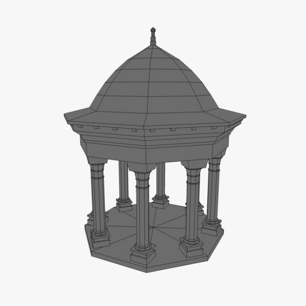 Gazebo stone with columns 3D model_5