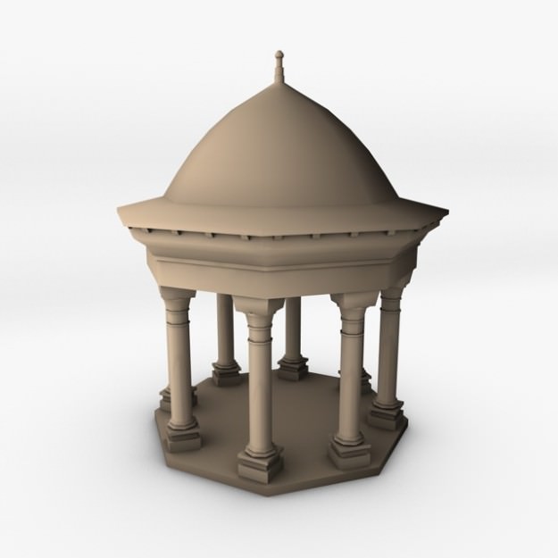 Gazebo stone with columns 3D model_4