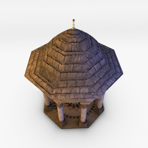 Gazebo stone with columns 3D model_3