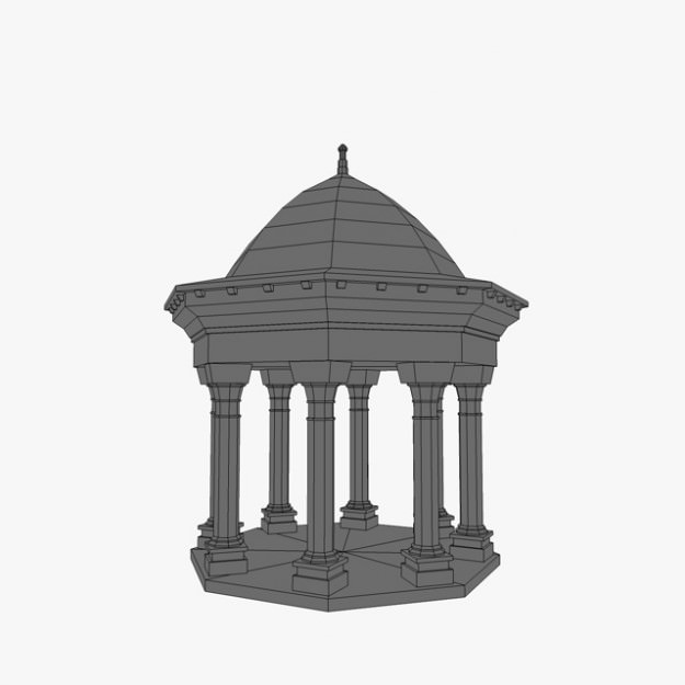 Gazebo stone with columns 3D model_6