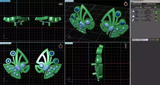 Butterfly Shaped Ear Studs With Diamonds