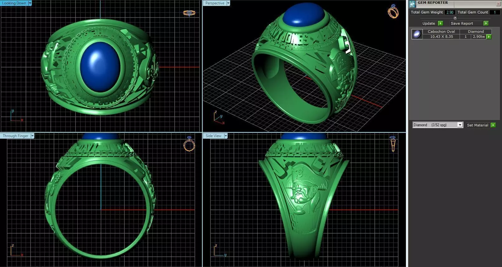 Large Ring with Oval Shaped Diamond 3D print model_0