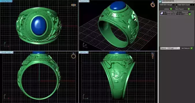 Large Ring with Oval Shaped Diamond 3D print model
