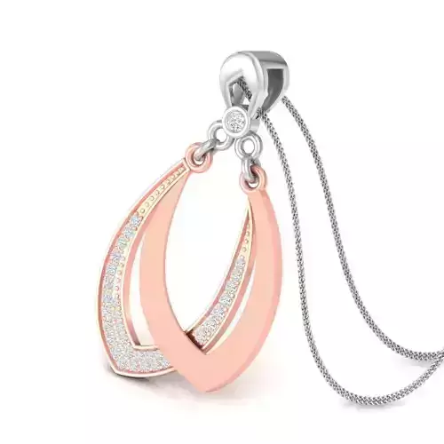 Leaf Shaped Rose Gold Pendant With Diamonds