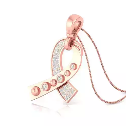Ribbon Shaped Rose Gold Pendant With Diamonds