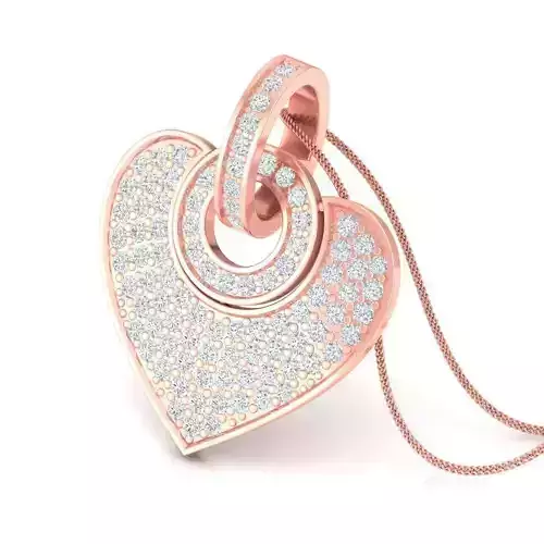 Heart Shape Rose Gold Pendant With Diamonds 3D print model