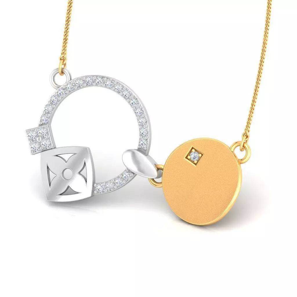 Round Multimetal Pendant With Diamonds 3D print model