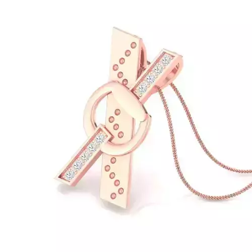 Belt Shape Rose Gold Pendant With Diamonds 3D print model