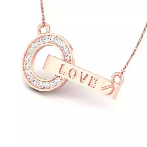 Key Shape Rose Gold Pendant With Diamonds