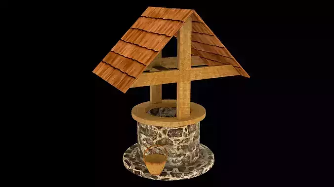 Medieval Well Lowpoly Low-poly 3D model