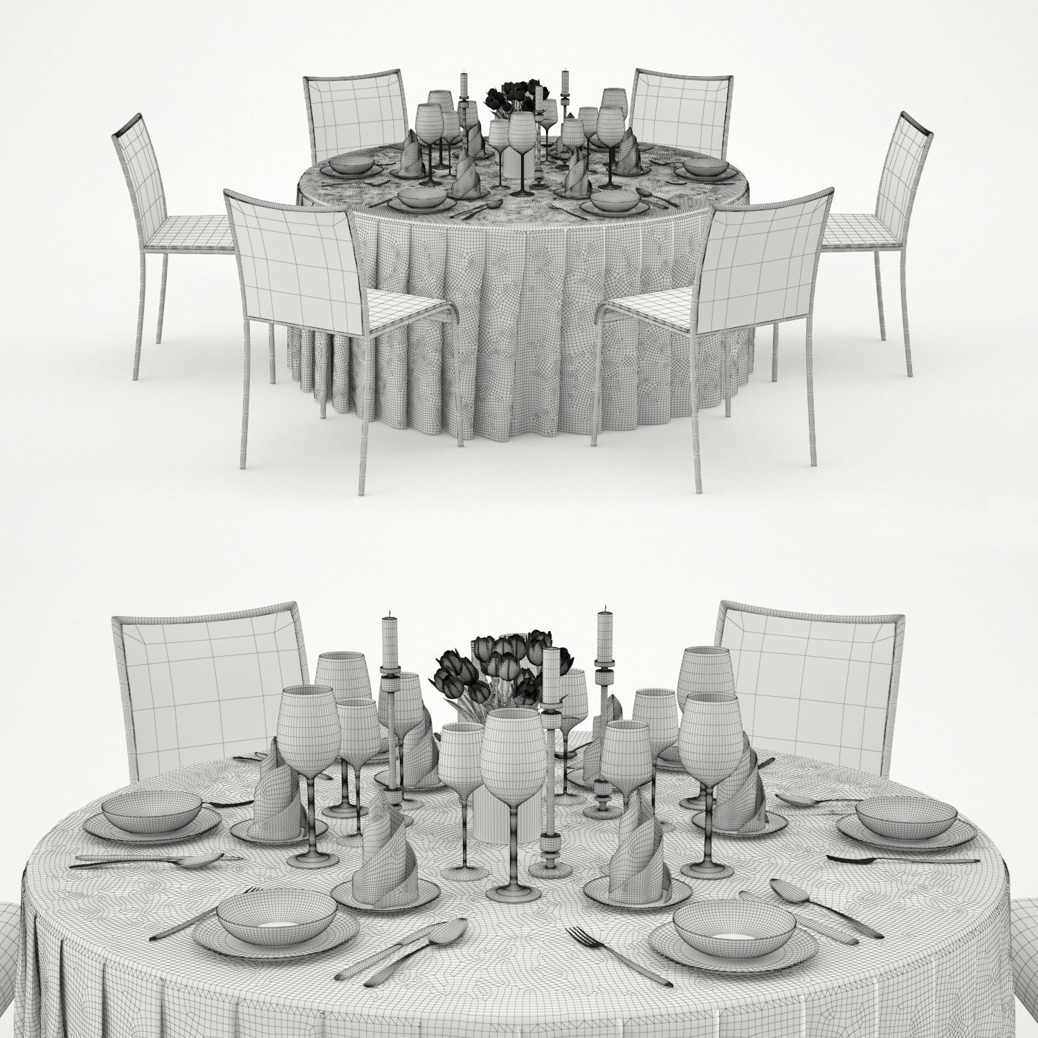 banquet table 6 3D model_3