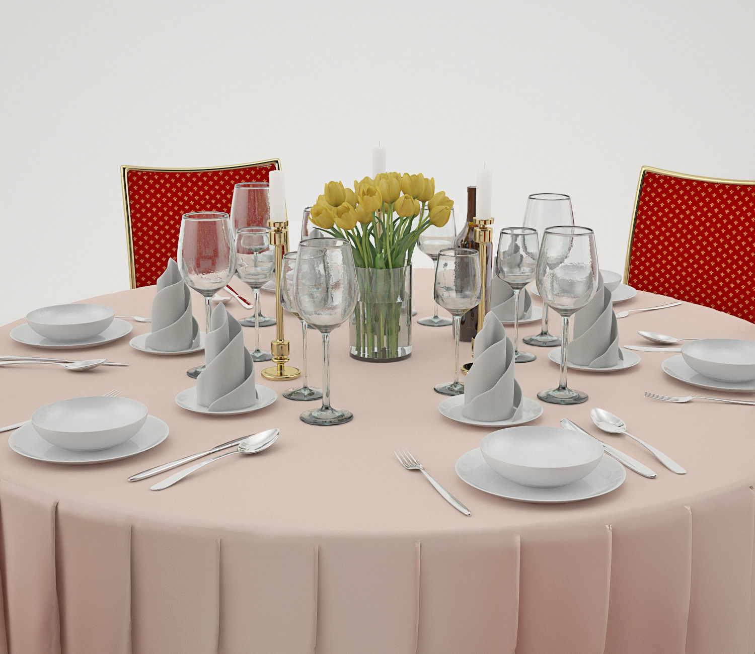 banquet table 6 3D model_2