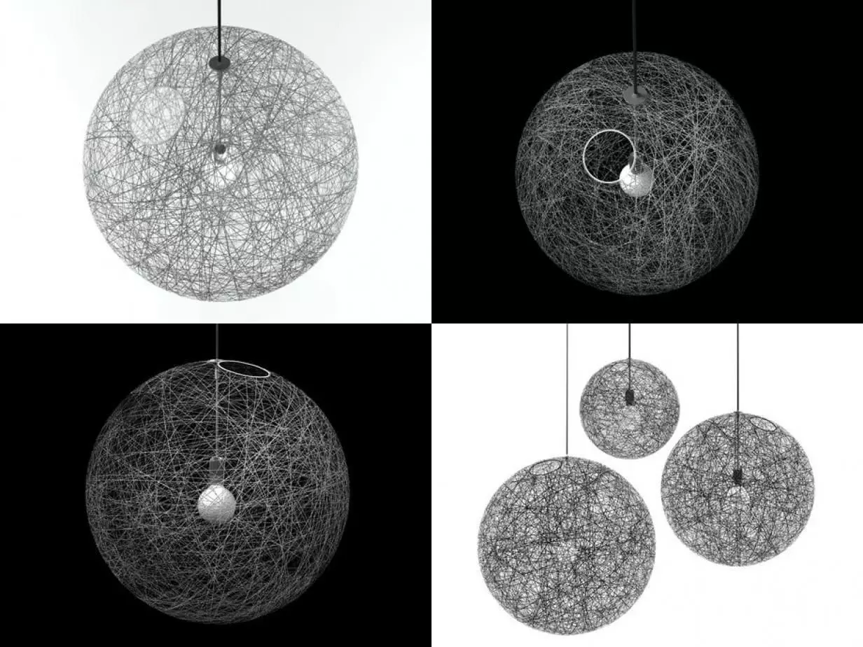 R L pendant lamp made of wires and balls 3D model_0