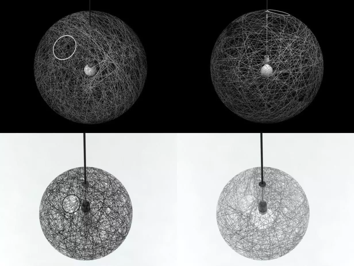 R L pendant lamp made of wires and balls 3D model_2