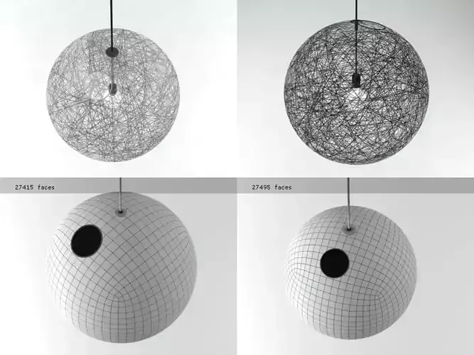 R L pendant lamp made of wires and balls