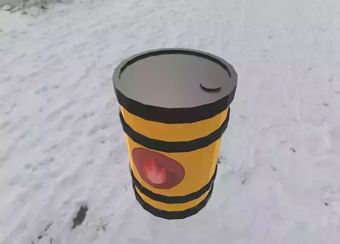 Lowpoly 3D barrel in snow