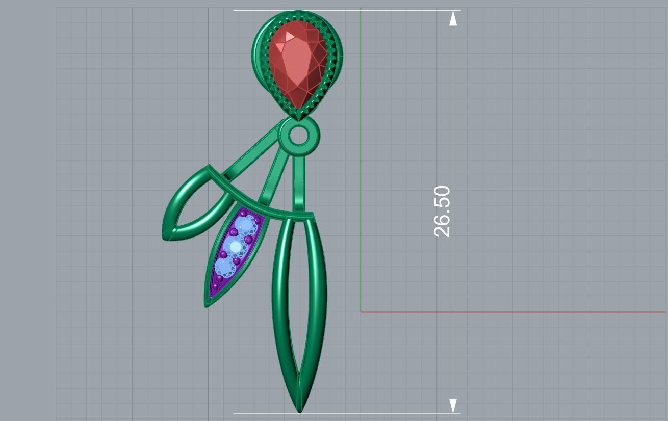 Petal and Pear Earring 3D print model_6