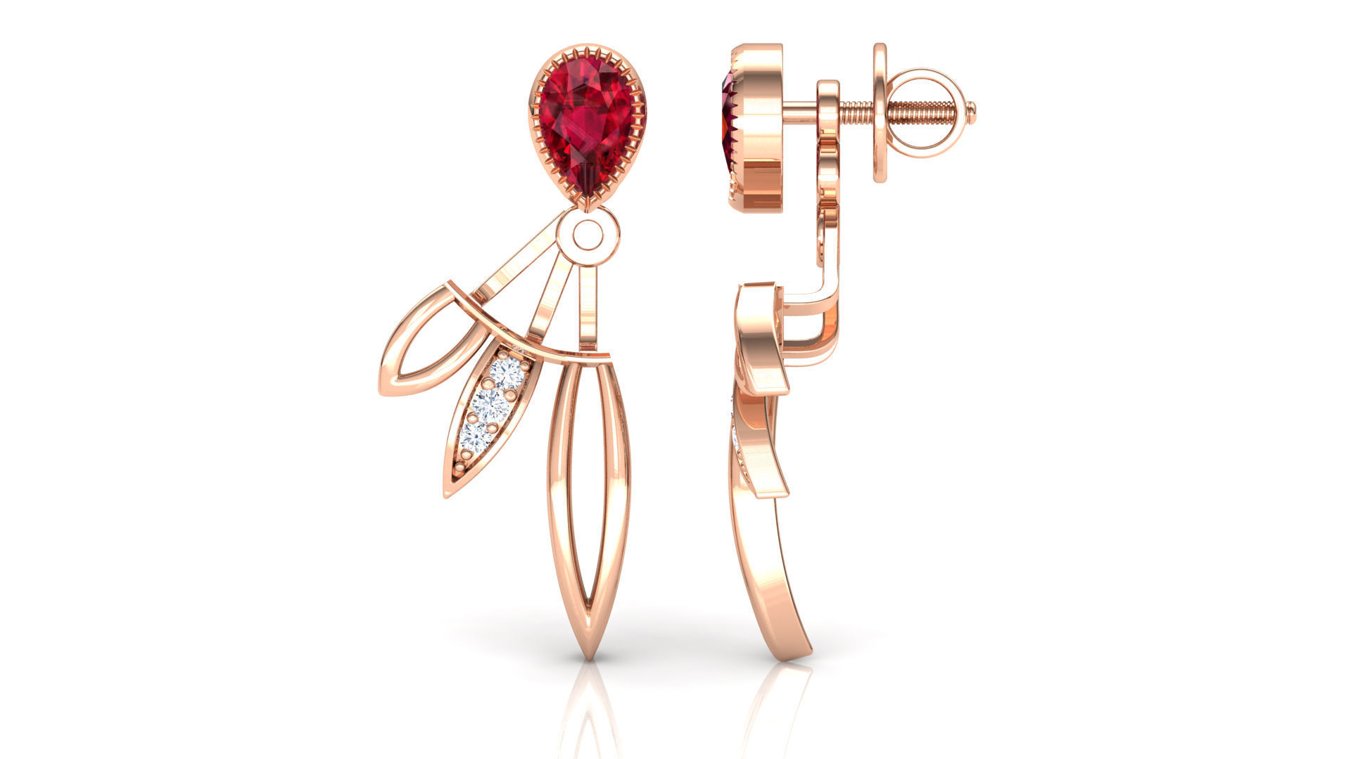 Petal and Pear Earring 3D print model_5