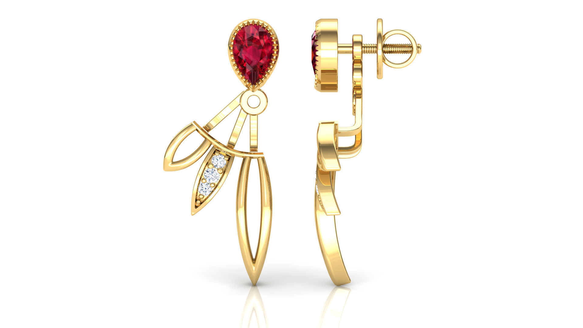 Petal and Pear Earring 3D print model_4