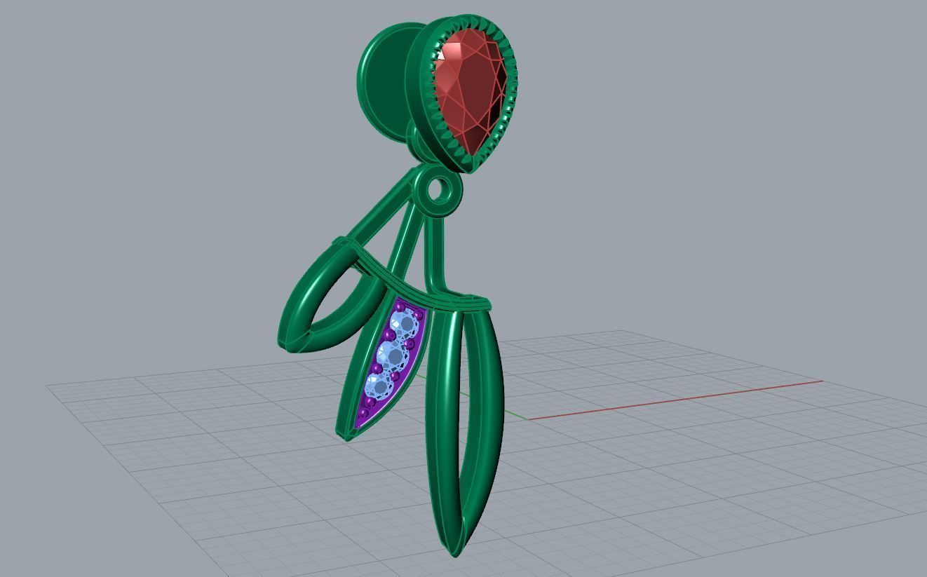 Petal and Pear Earring 3D print model_8