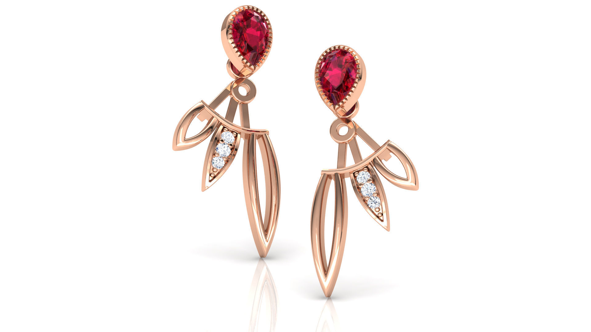 Petal and Pear Earring 3D print model_17