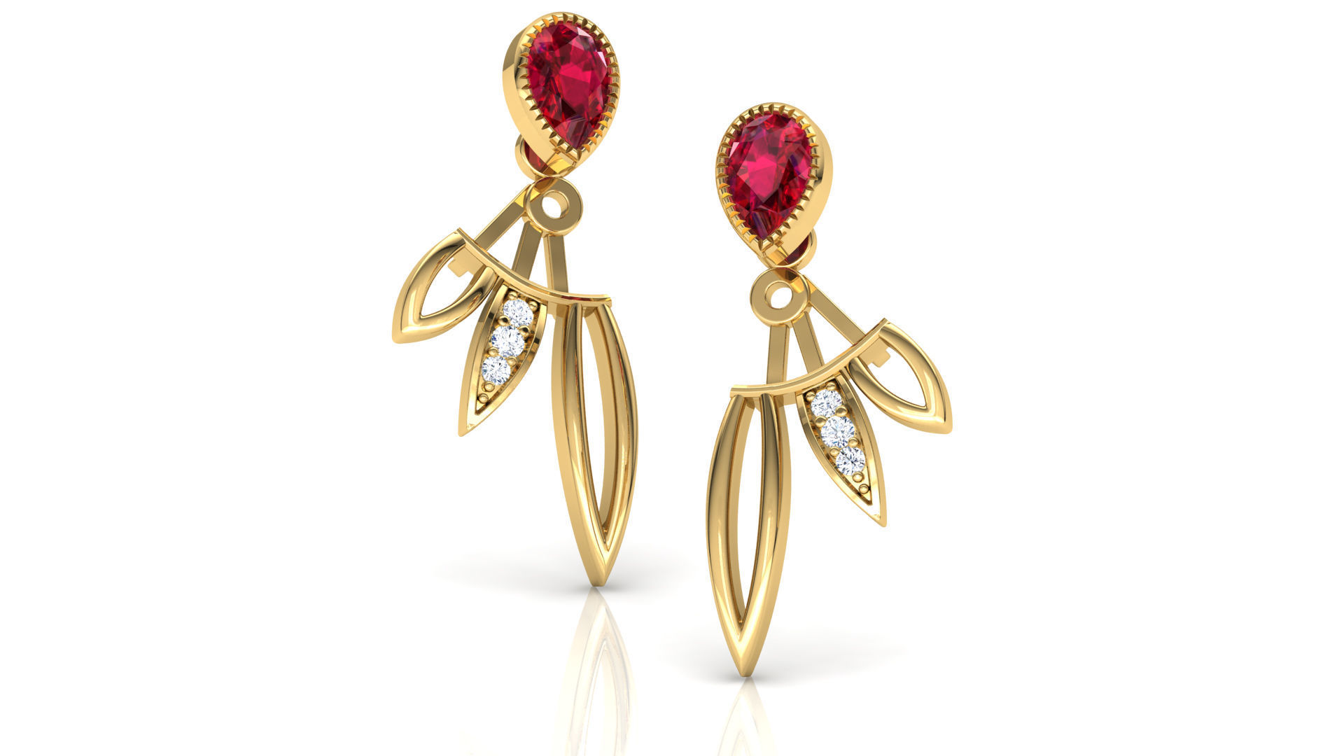 Petal and Pear Earring 3D print model_10