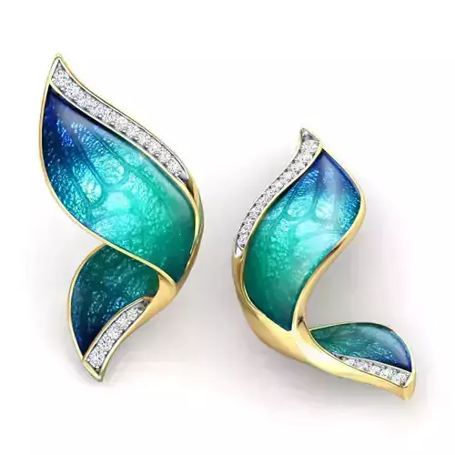 Pinion Blue Butterfly Earring 3D print model