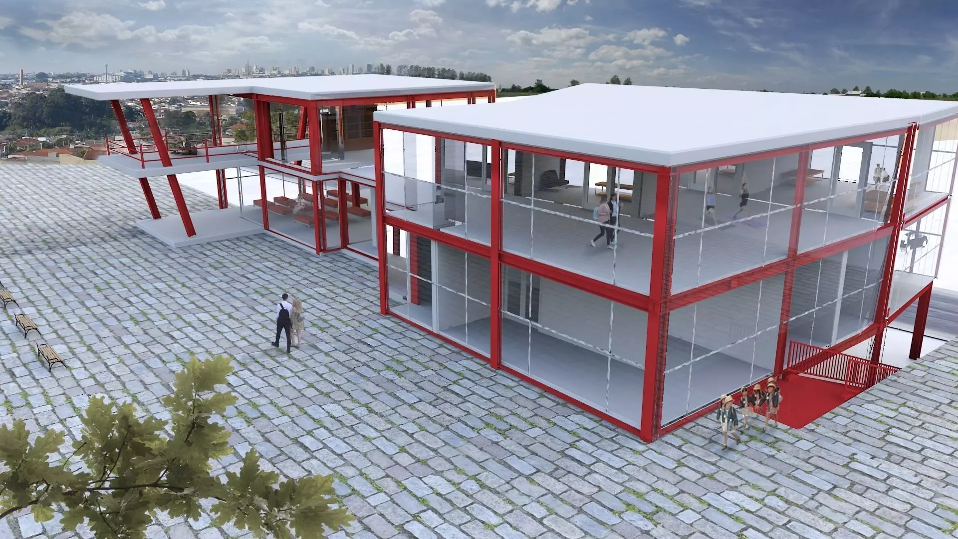 Steel building Free 3D model_0