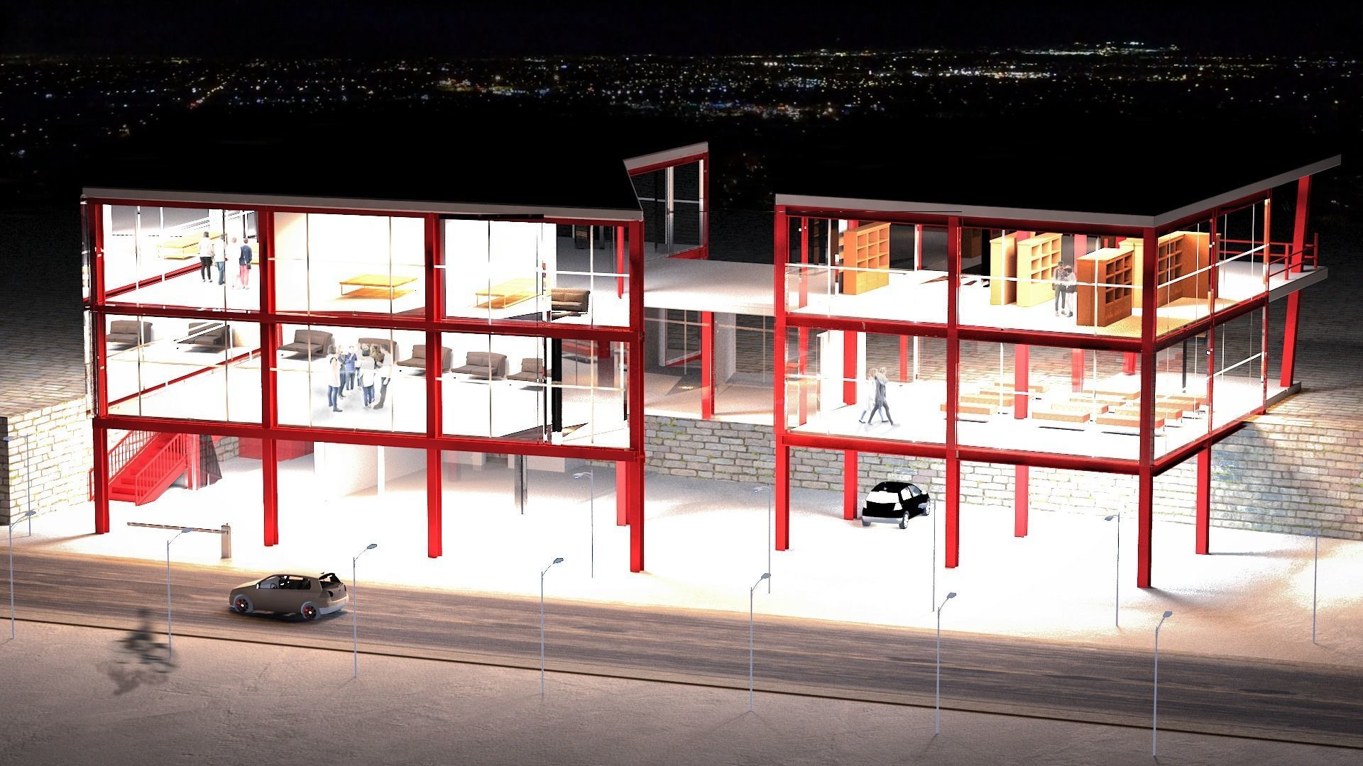 Steel building Free 3D model_1