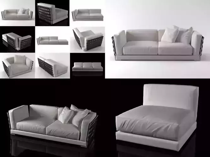 Cestone different sofas and chairs 3D model