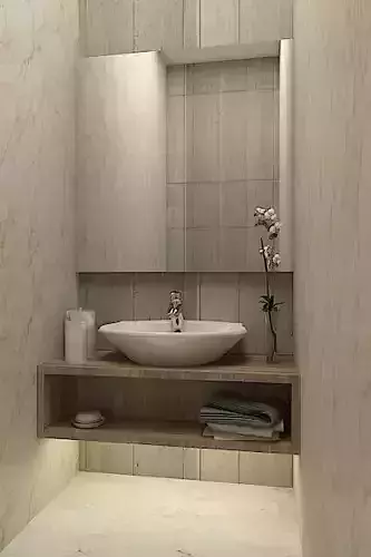 toilet bathroom with marble walls and sink