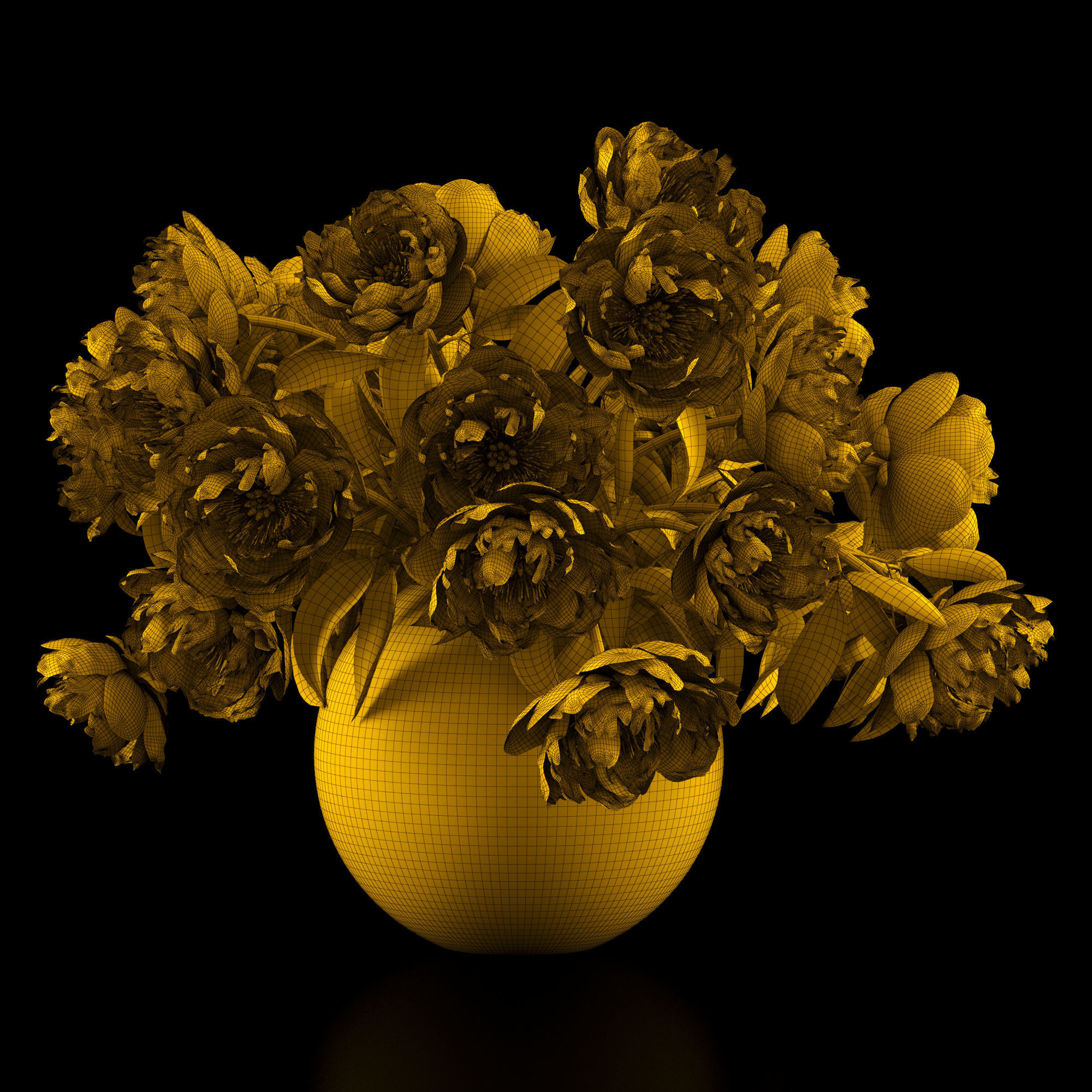 White peonies 3D model_12