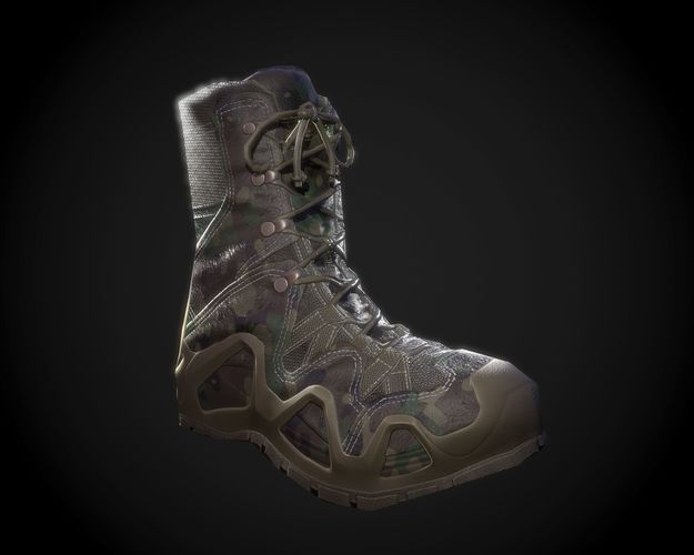 Military Boot Green camouflage Skin Low-poly 3D model