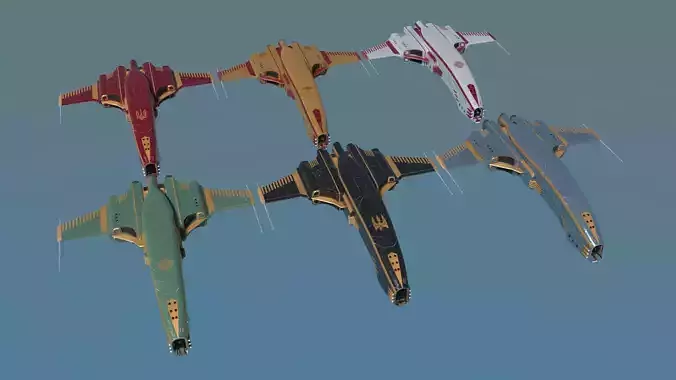 Spaceship Dagger Type 1 Merged Pack 1 Low-poly 3D model