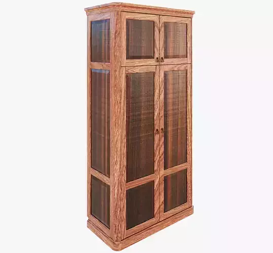 Wardrobe oak cabinet with glass doors