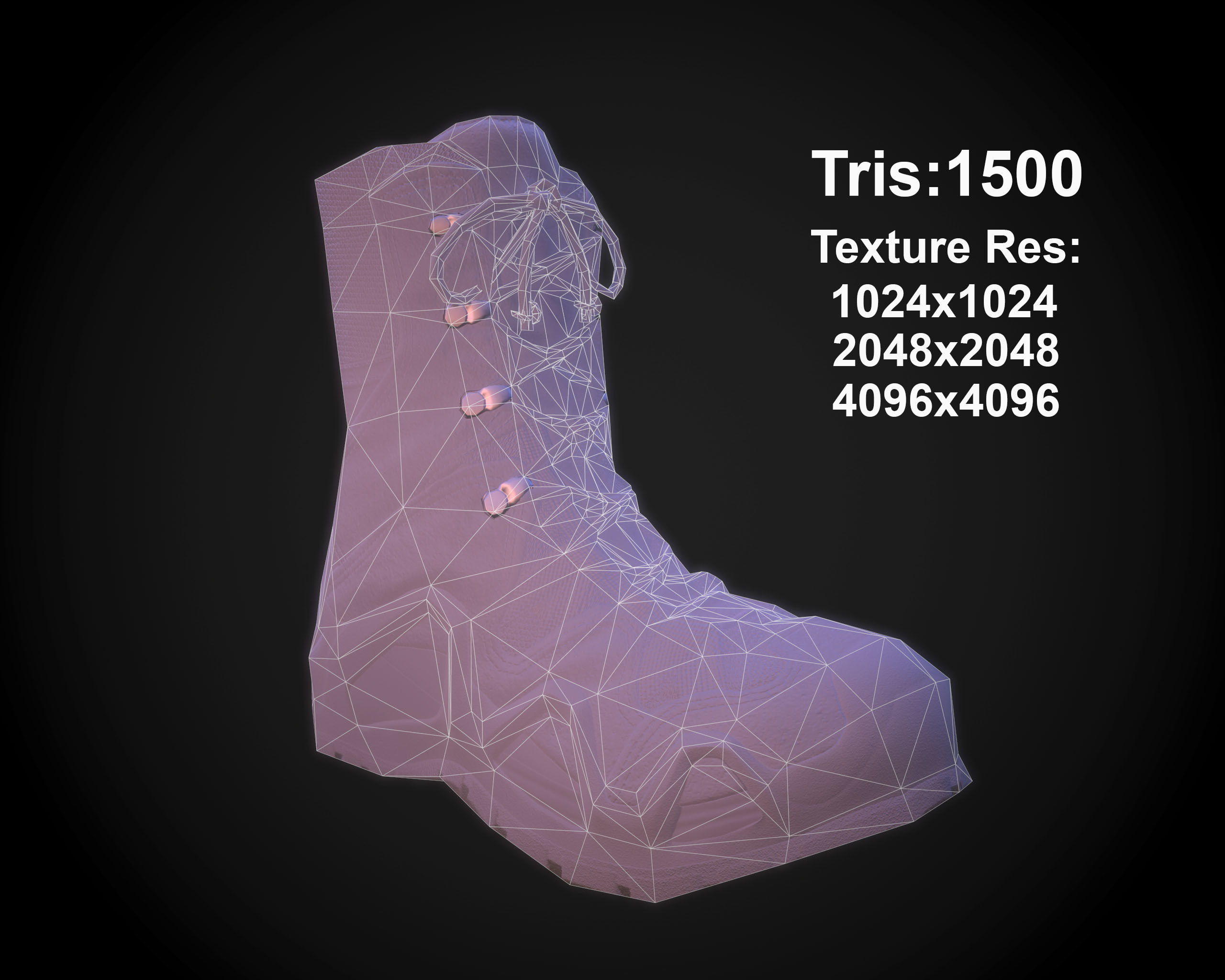 Military Boot Custom Skins Pack Low-poly 3D model_2