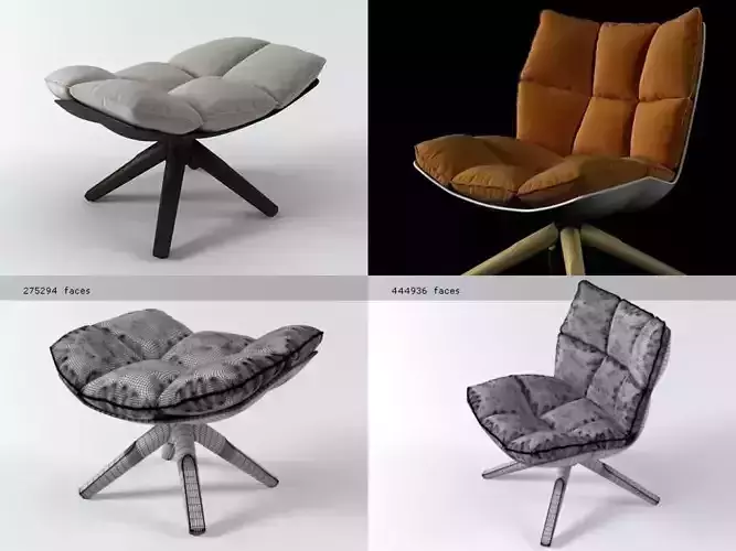 Husk four different chairs on wooden legs