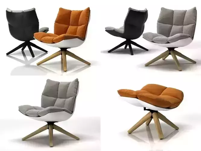 Husk four different chairs on wooden legs