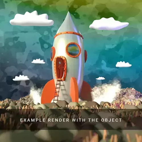 Simple Space Rocket in cartoon style with ladder