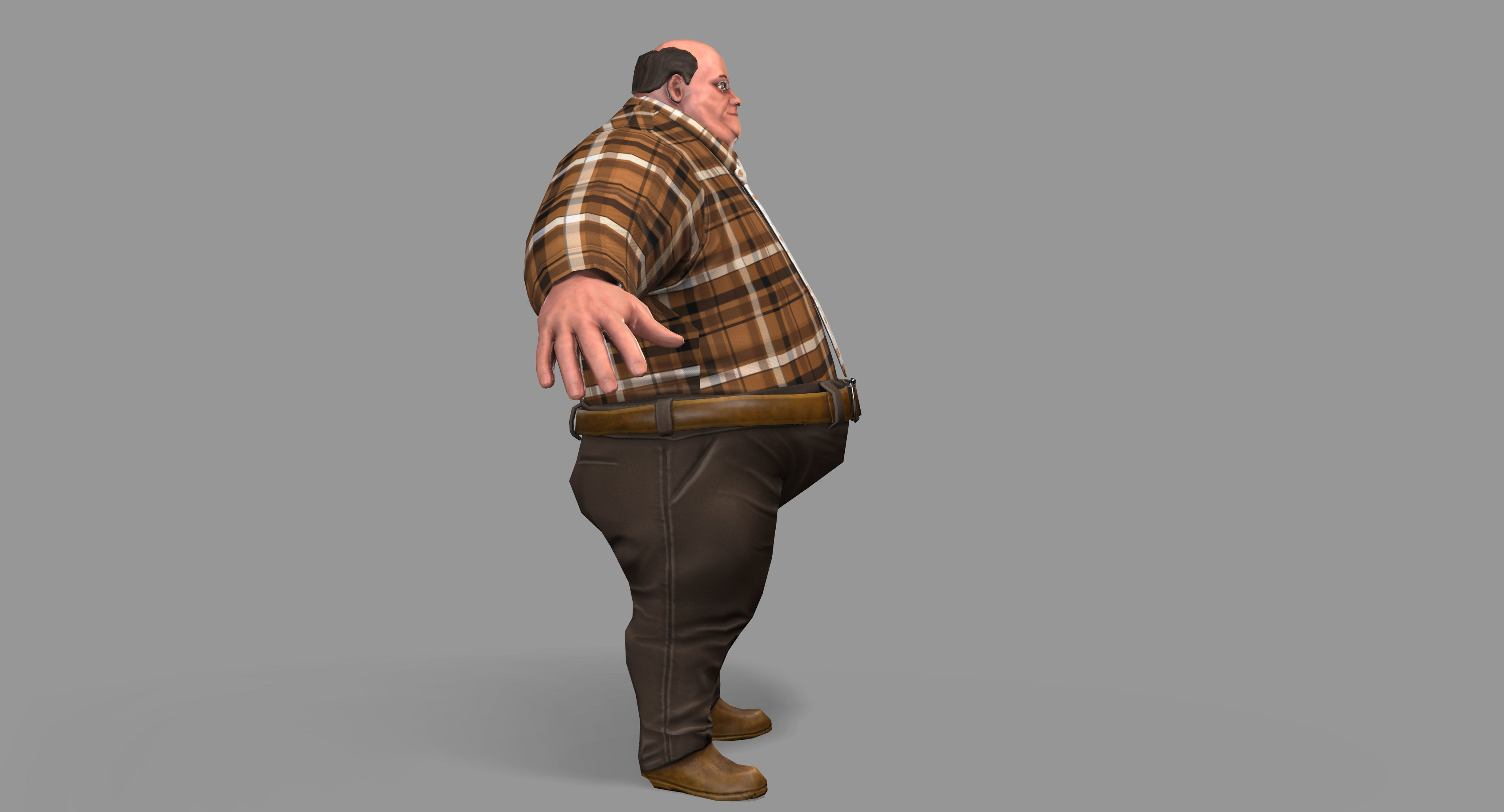 Fat Man Low-poly 3D model_3