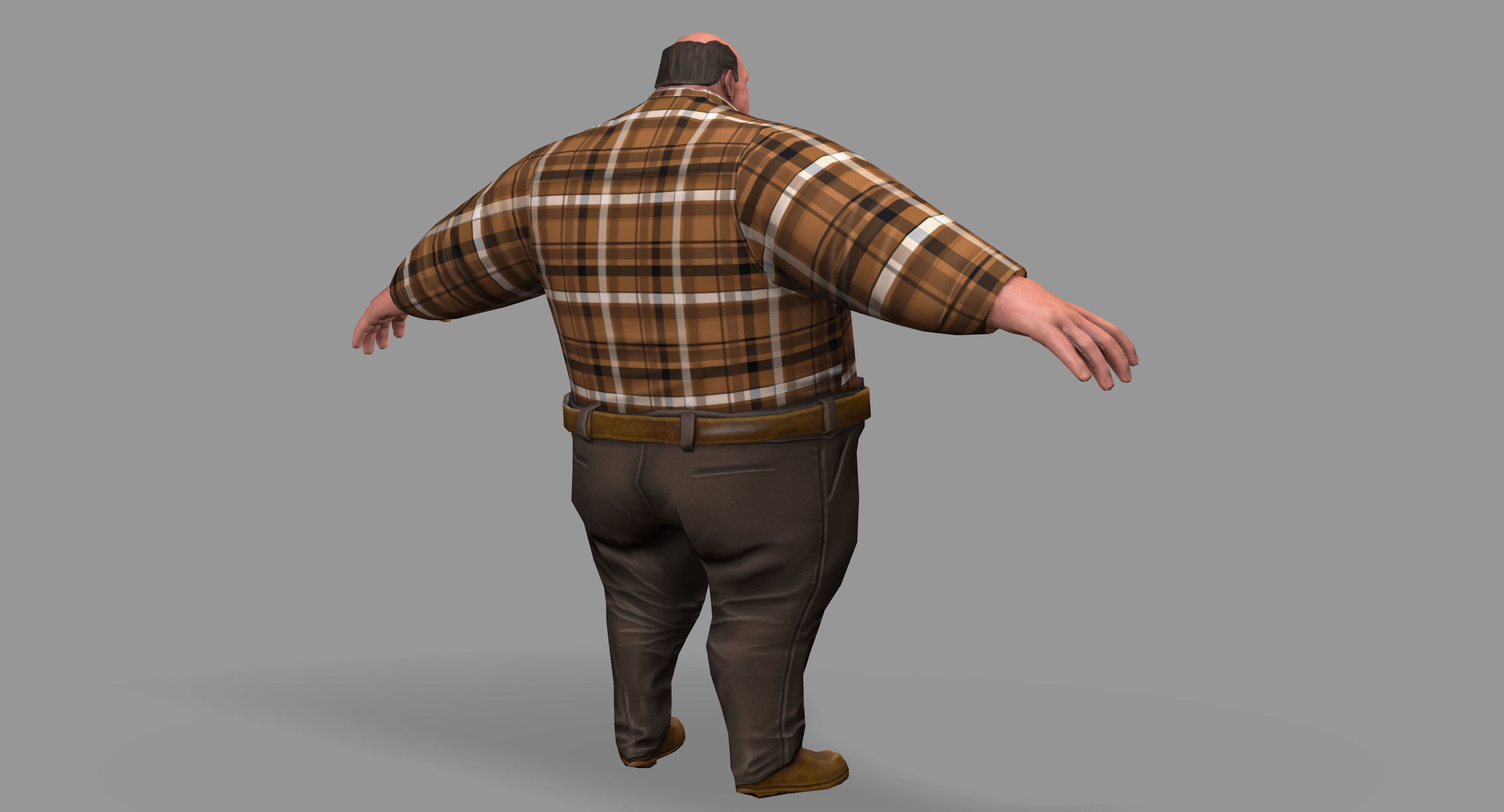 Fat Man Low-poly 3D model_4