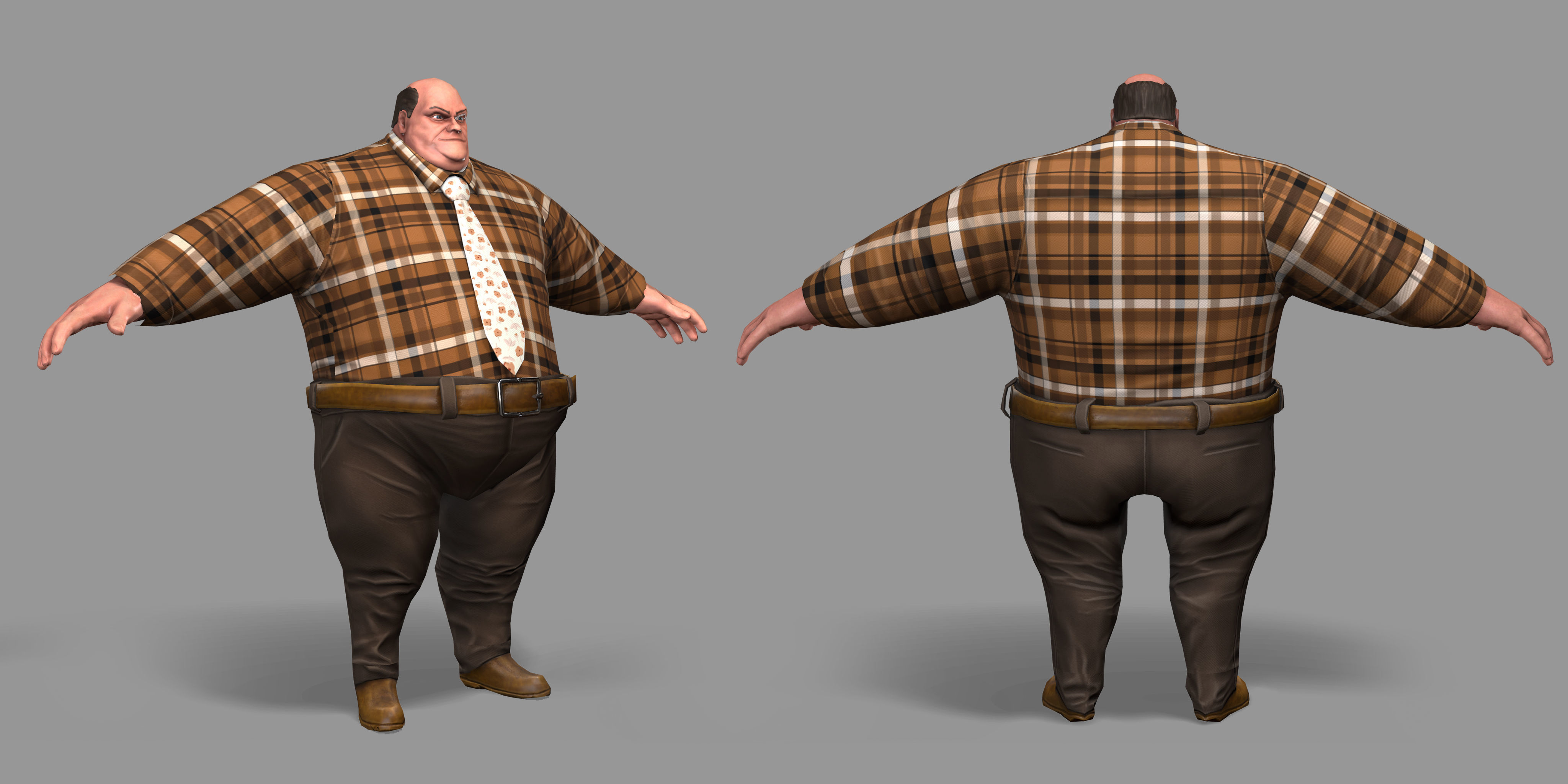 Fat Man Low-poly 3D model_29